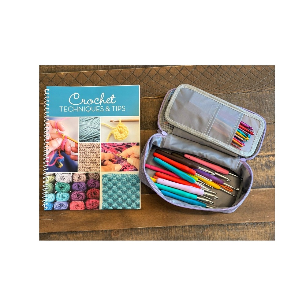 Crochet Kit Includes Metal Hooks & Ergo Grip, Tips Book, Carrying Case +